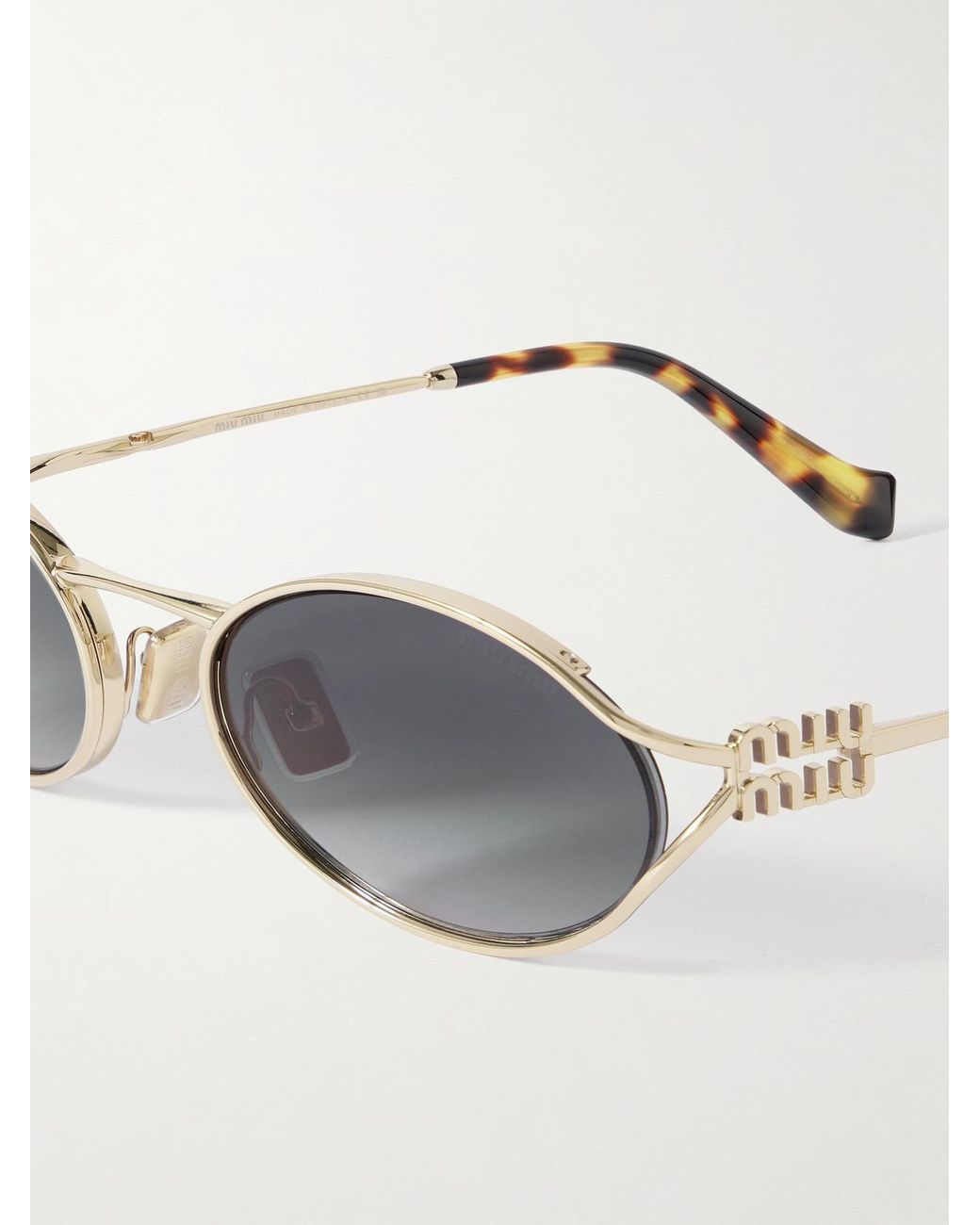 Miu Miu Metallic Oval-Frame-Tone Sunglasses