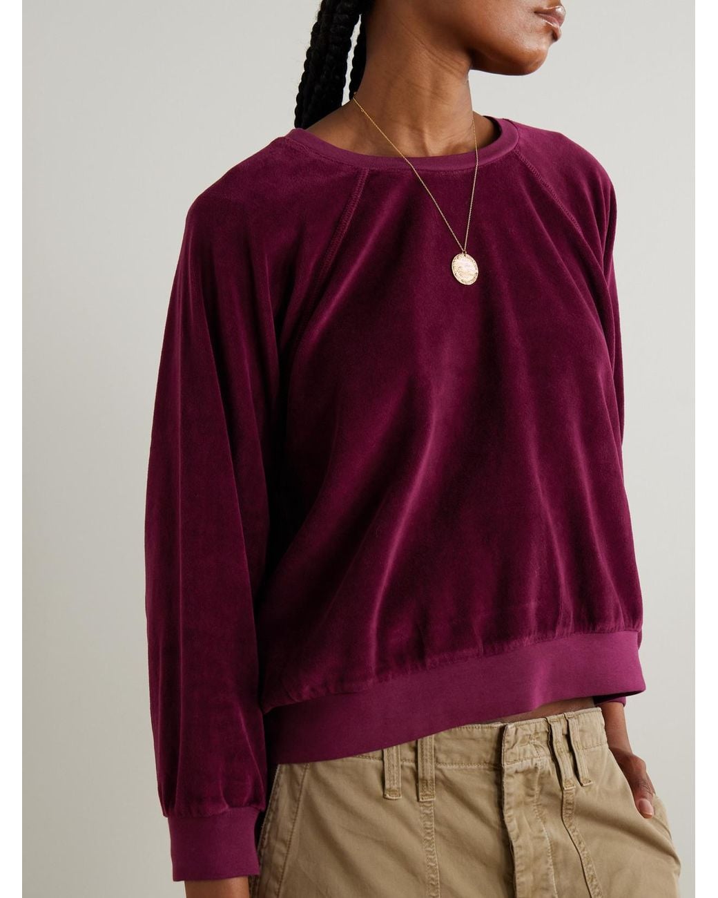 Suzie Kondi Purple Samos Cotton-Blend Velour Sweatshirt