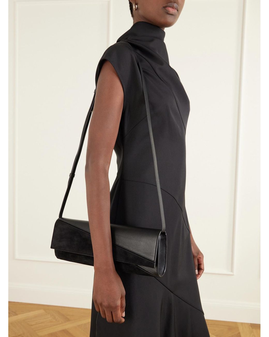 Proenza Schouler Gray Hex Leather And Suede Clutch
