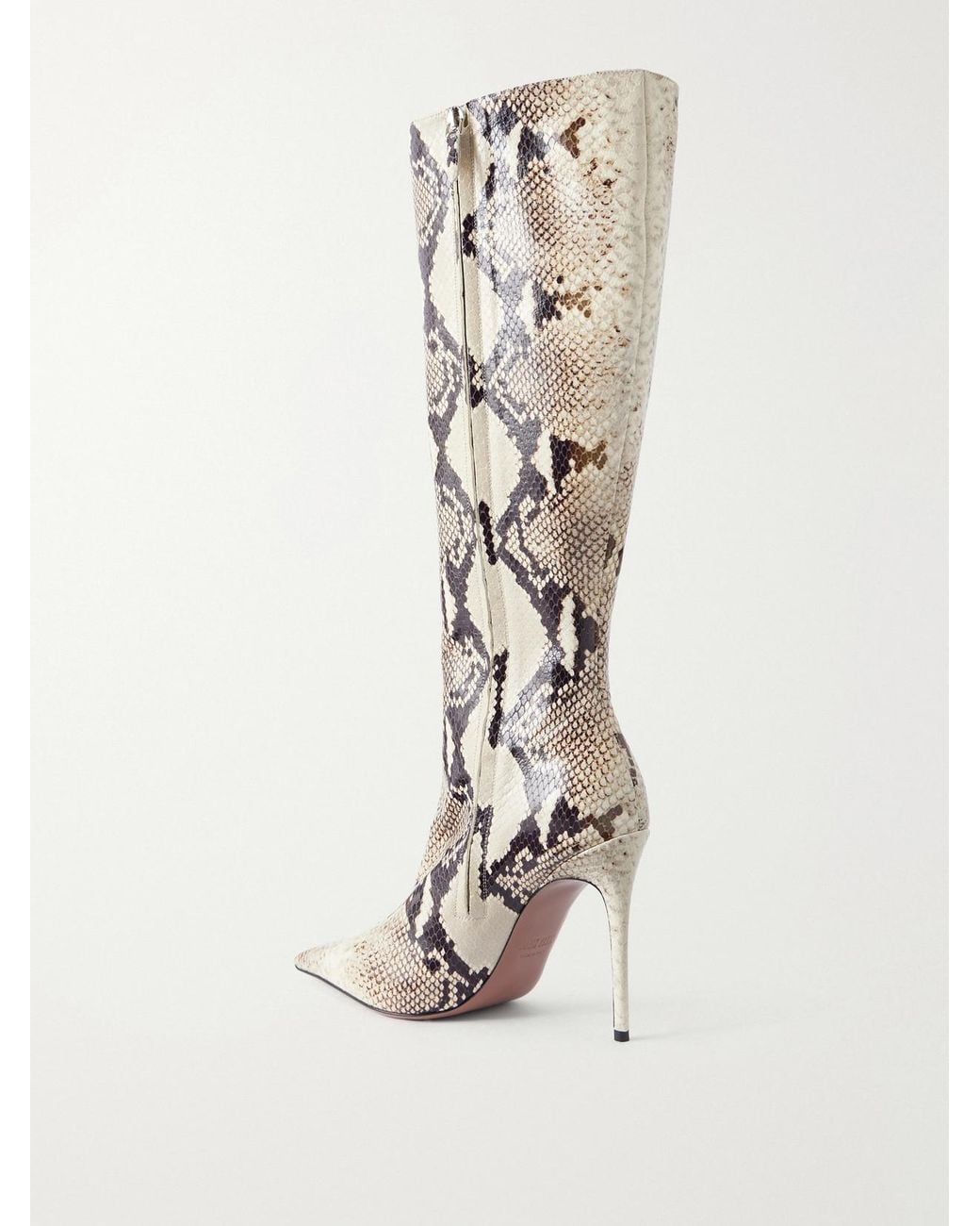 Paris Texas White Vera 105 Snake-Effect Leather Knee Boots