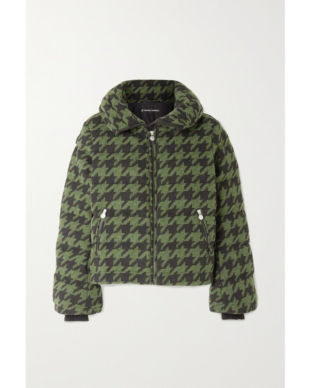 Perfect Moment Polar Flare Houndstooth Quilted Fleece Down Ski Jacket in Green Lyst