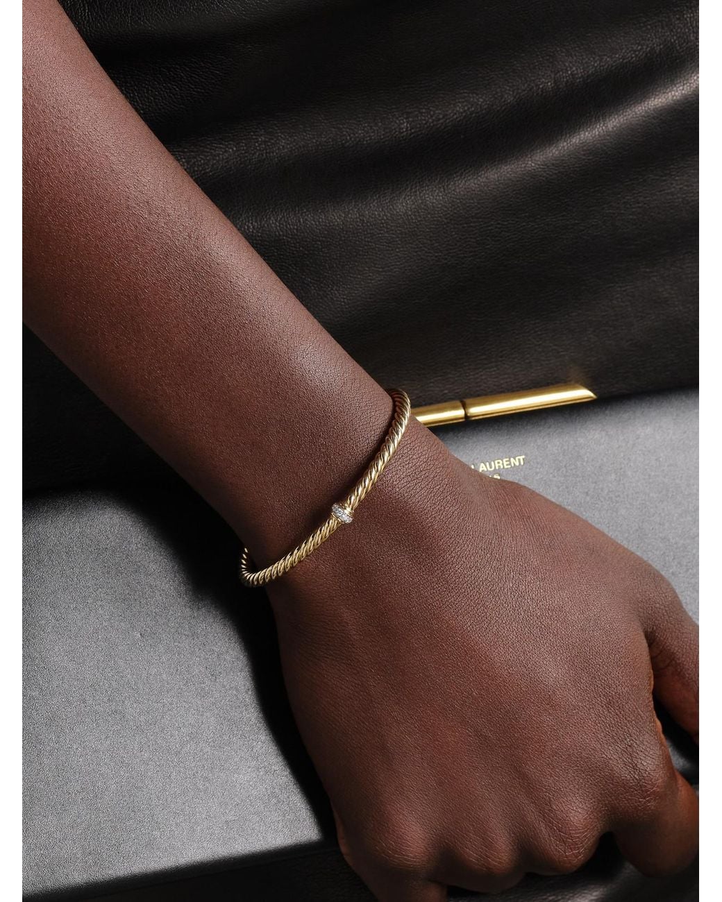 David Yurman Natural Cablespira Flex Station 18-Karat Diamond Cuff