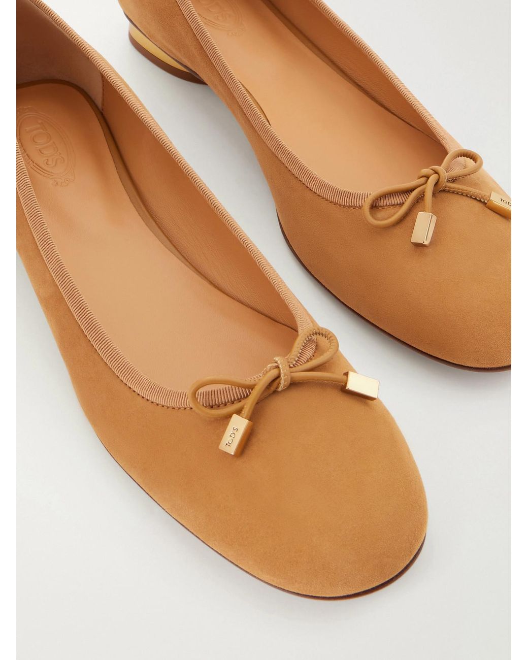 Tod's White Suede Ballet Flats