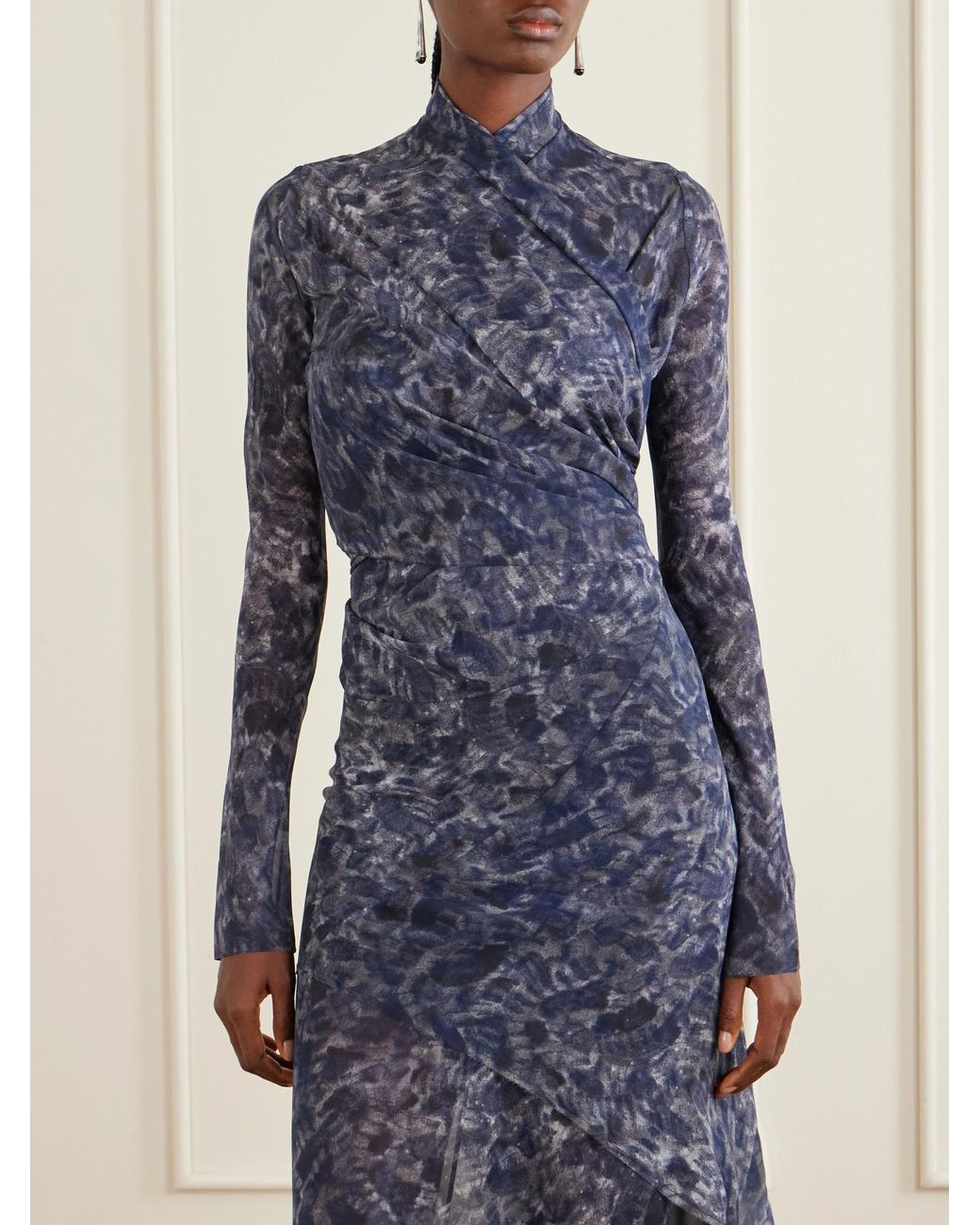 Cortana Blue Meena Printed Silk-Chiffon Blouse