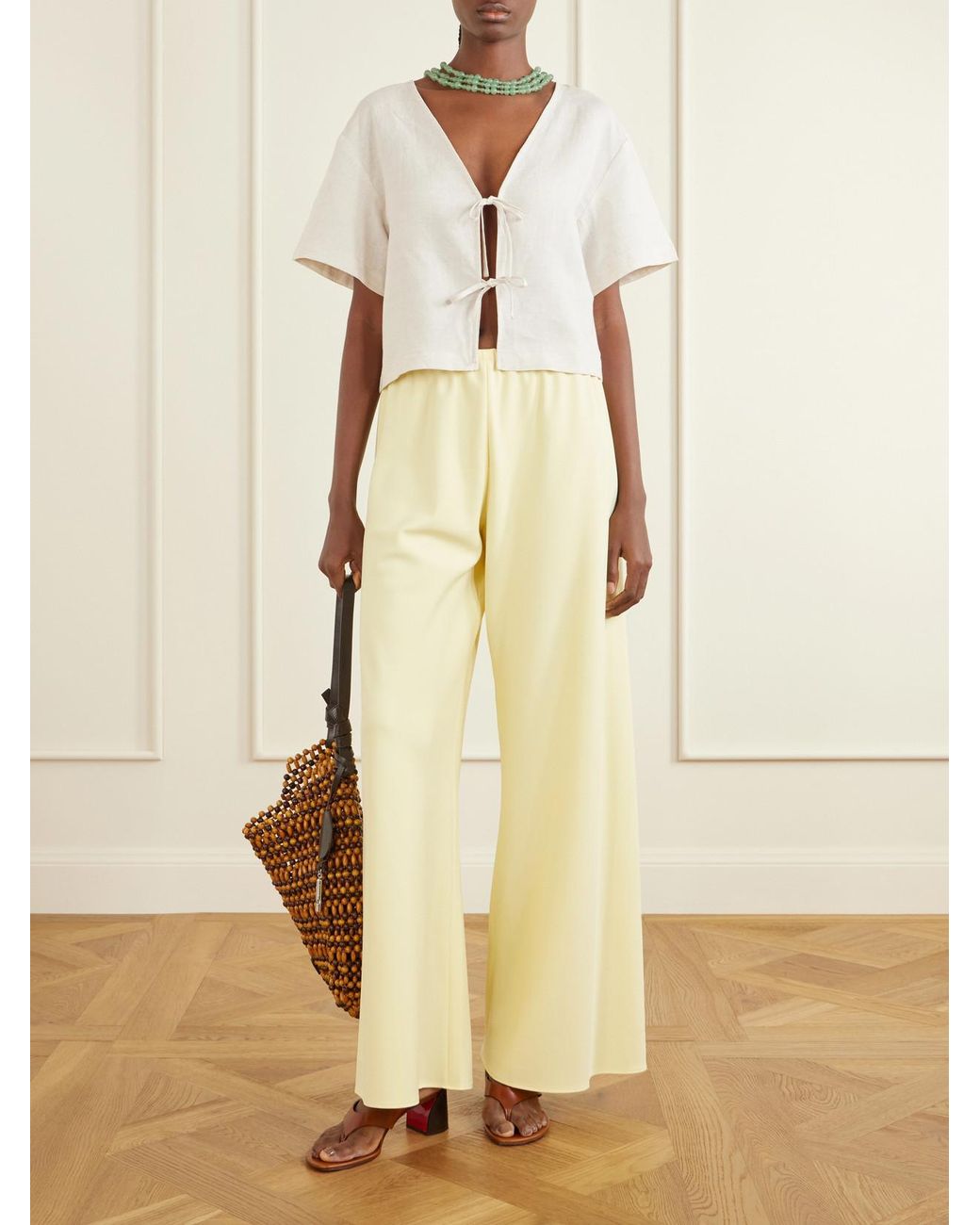 Staud Natural Ava Linen Blouse
