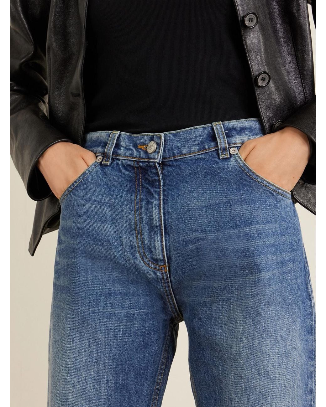 Magda Butrym Blue High-Rise Straight-Leg Boyfriend Jeans