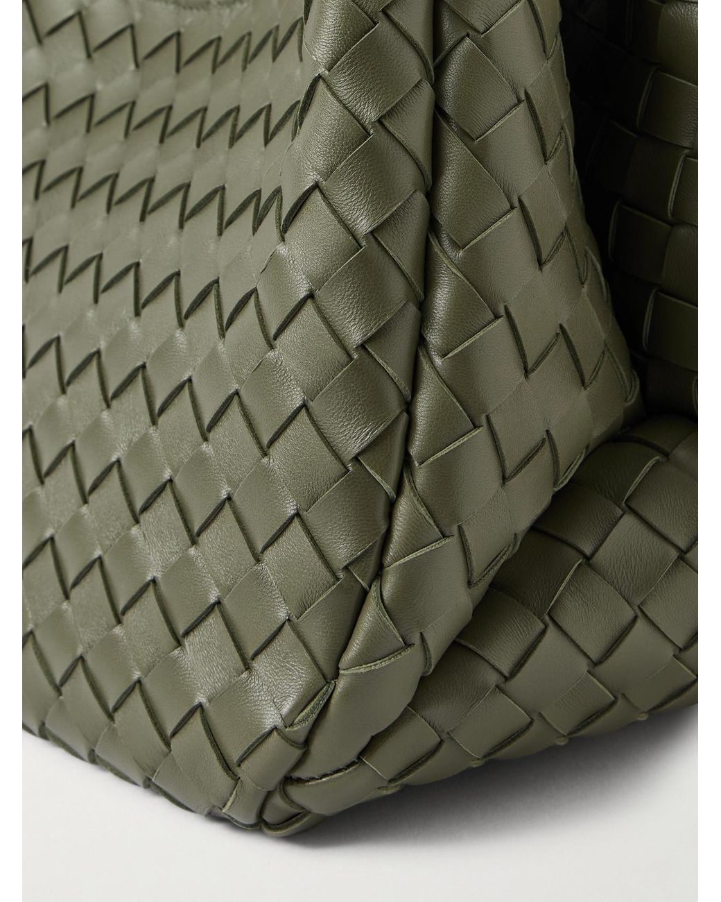Bottega Veneta Gray Campana Intrecciato Leather Shoulder Bag
