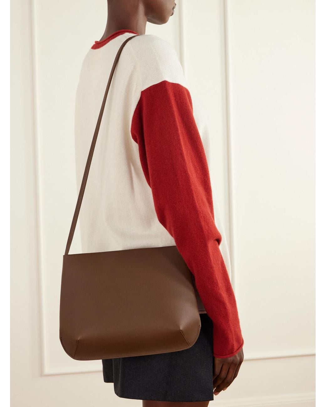 Faune White Loge Leather Shoulder Bag