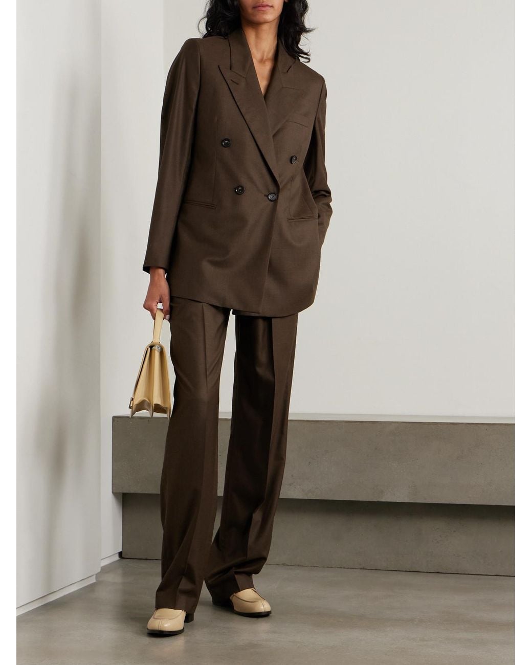 Loro Piana Brown Oversized Double-Breasted Virgin Wool Blazer