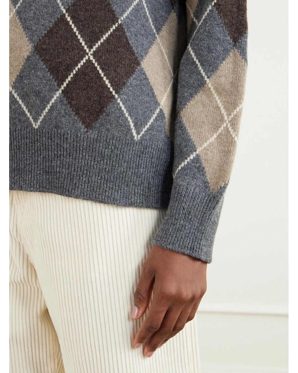 &Daughter Gray Ava Argyle Wool Sweater