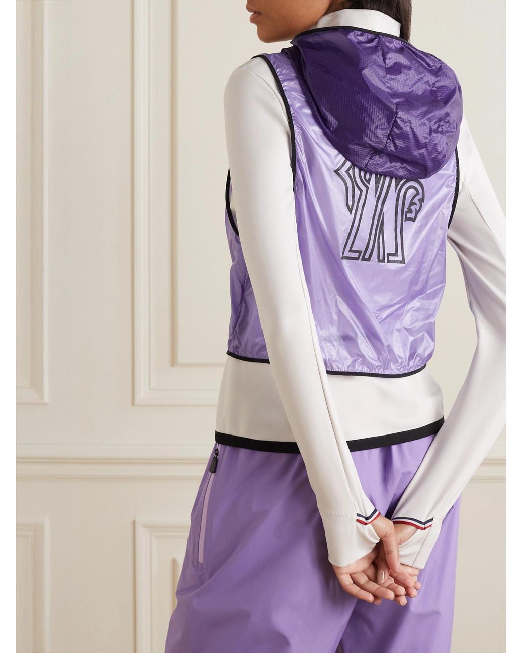 Moncler Purple Convertible Hooded Shell And Stretch Tech-Jersey Jacket