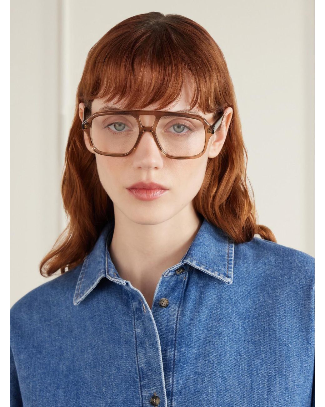 Loewe Natural Slim Aviator-Style Acetate Glasses