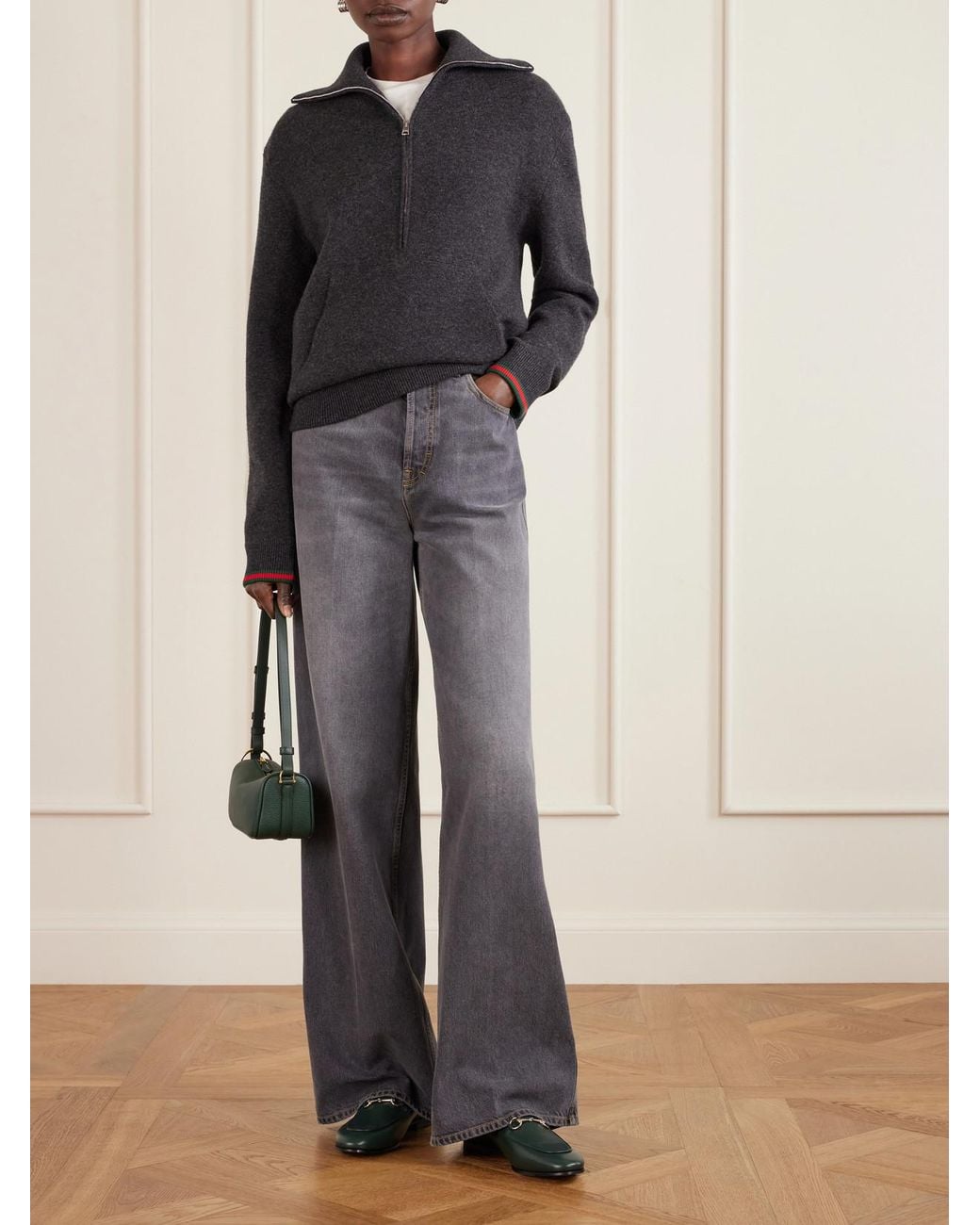 Gucci Green Jordaan Horsebit-Detailed Leather Loafers