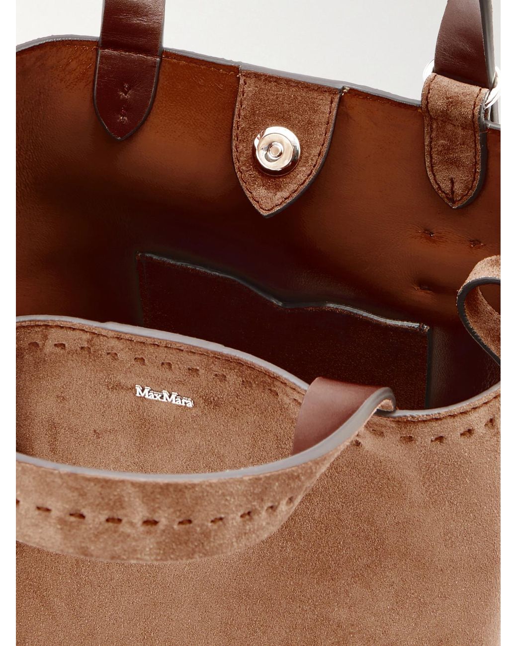 Max Mara Brown Archetipo Logo-Embellished Suede Tote