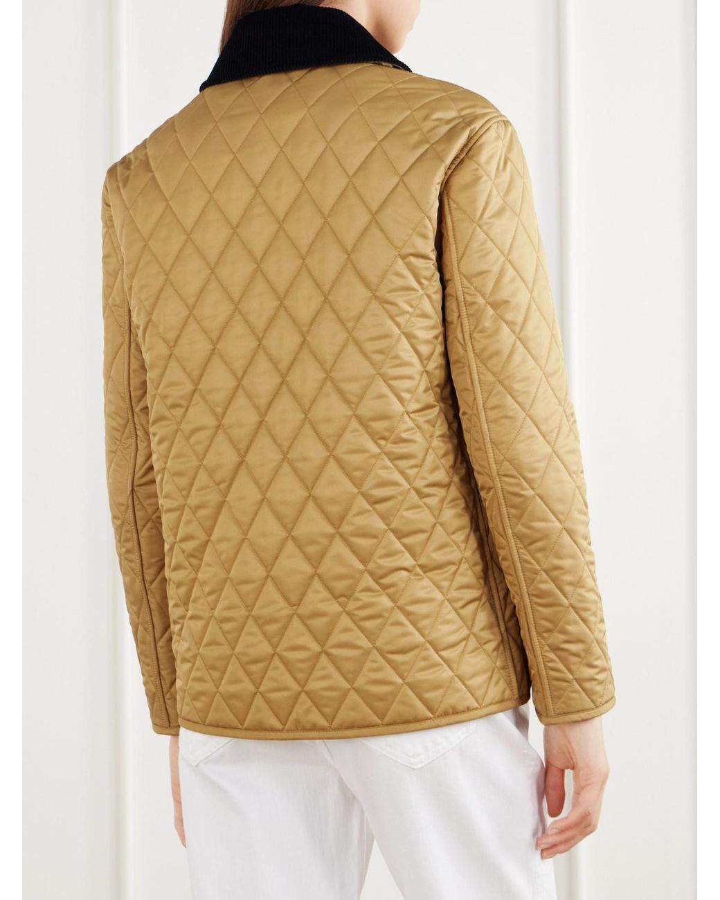 Burberry Brown Corduroy-Trimmed Quilted Shell Jacket