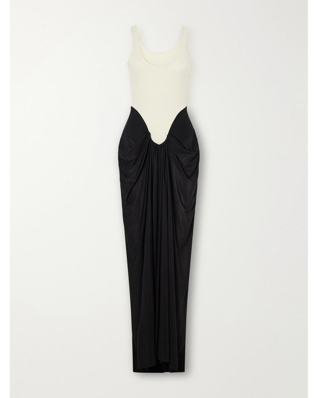 Maygel Coronel Black Aria Ruched Two-Tone Jersey Maxi Dress