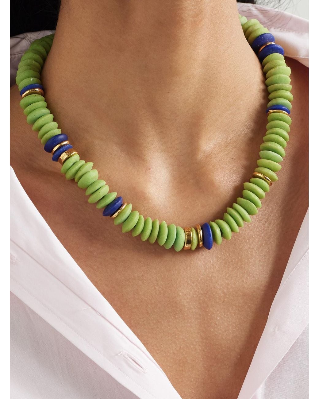 Lizzie Fortunato Green Laguna-Tone Beaded Necklace