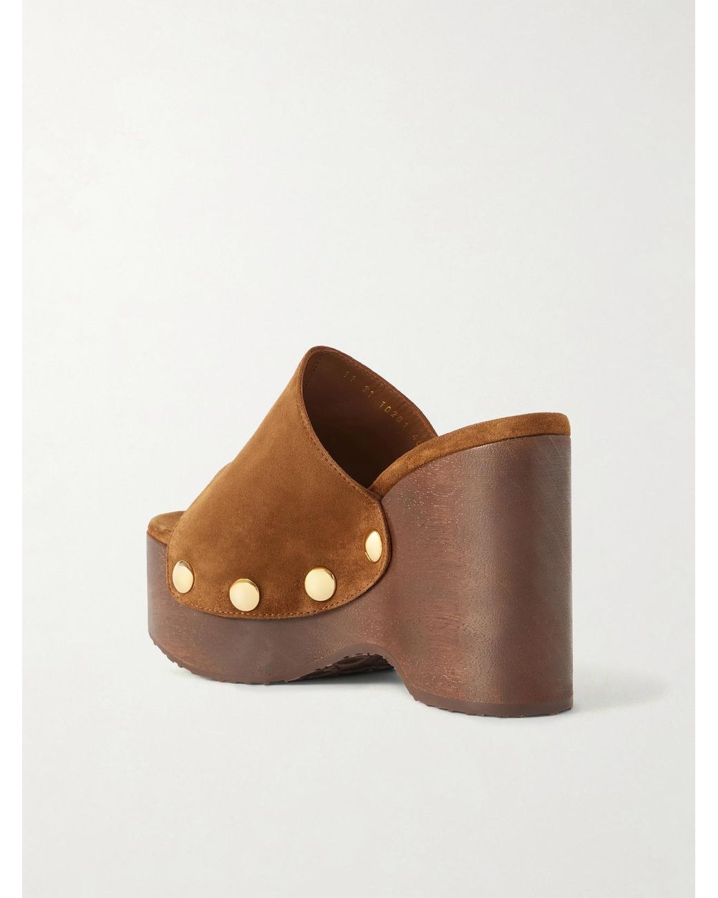 Gianvito Rossi Brown Ardèa 60 Studded Suede Platform Wedge Mules