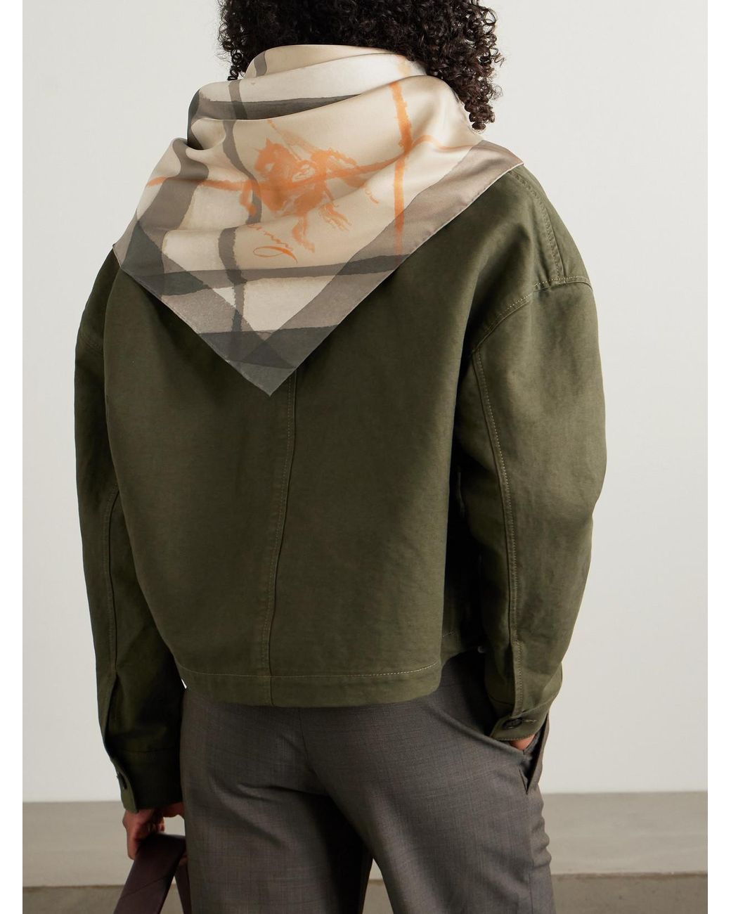 Burberry Natural Printed Silk-Twill Scarf