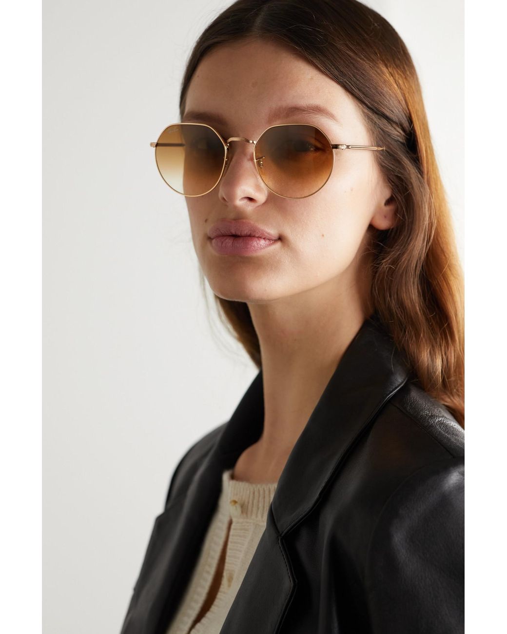 Ray-Ban Jack Round-frame Gold-tone Sunglasses in Metallic | Lyst