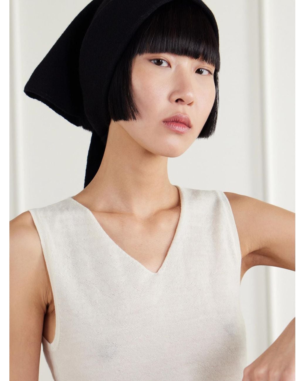 Lauren Manoogian Black Merino Wool, Alpaca And Pima Cotton Headscarf