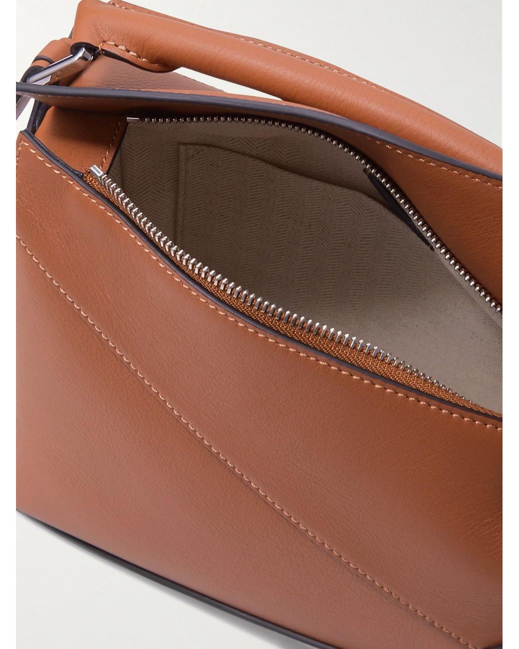 Loewe Brown Puzzle Edge Small Textured-Leather Top-Handle Bag
