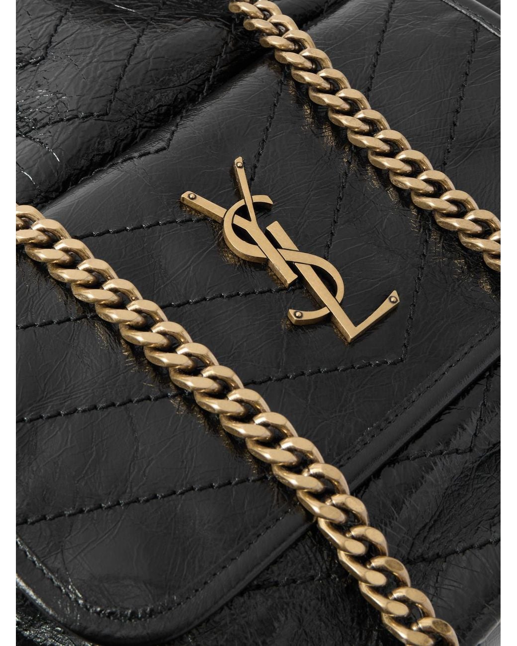 Saint Laurent Black Niki Small Crinkled-Leather Tote