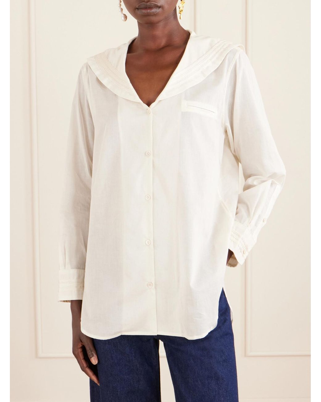 Bode Natural Marina Cotton-Voile Shirt