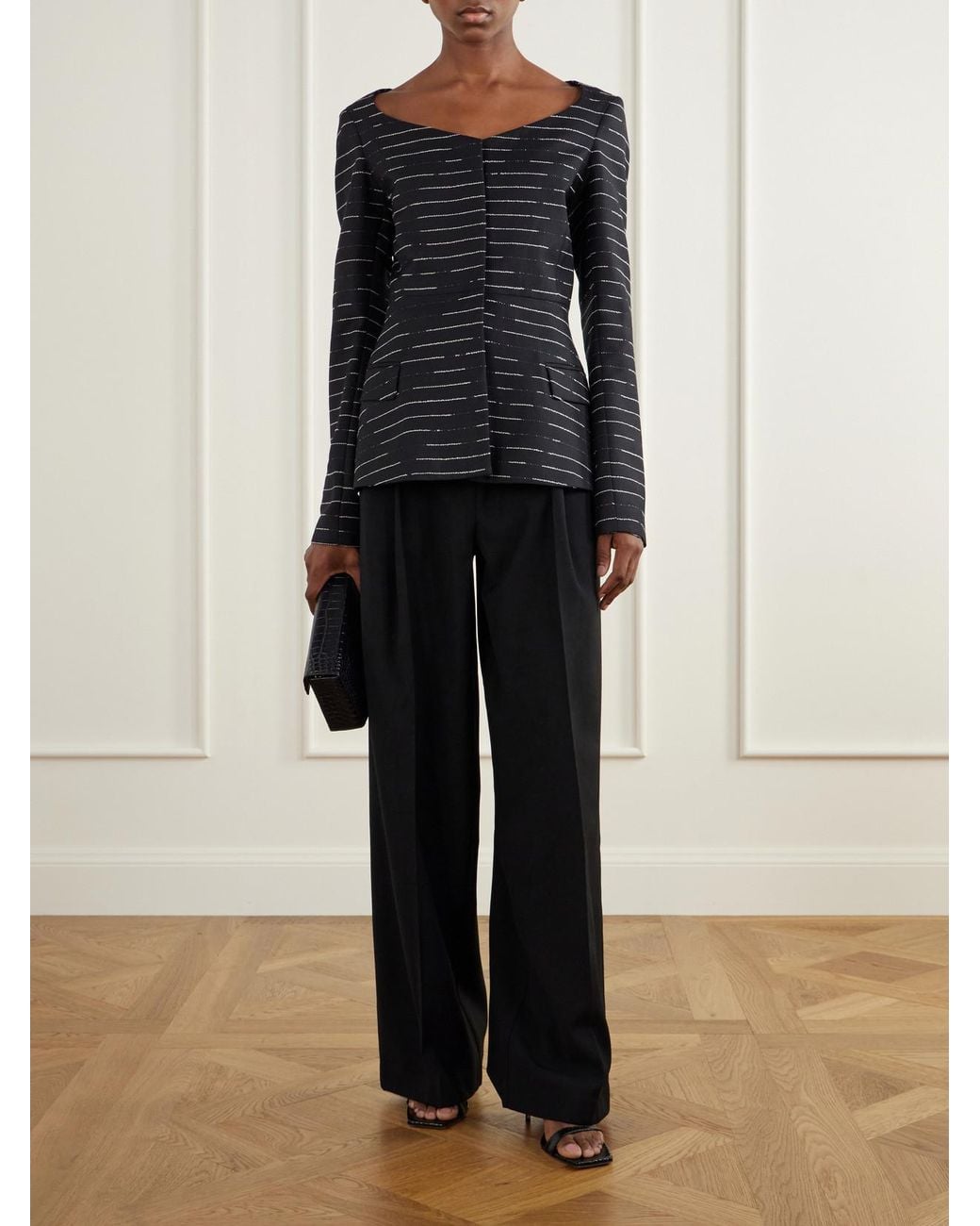LIBEROWE Black Mika Pleated Wool Straight-Leg Pants