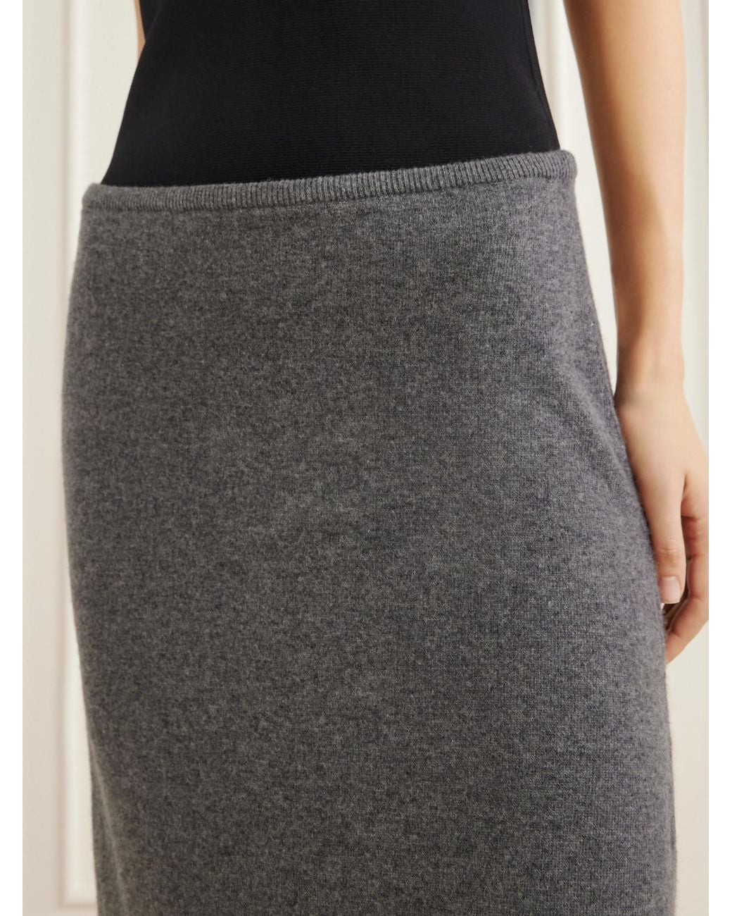 Colleen Allen Gray Merino Wool Knitted Maxi Skirt