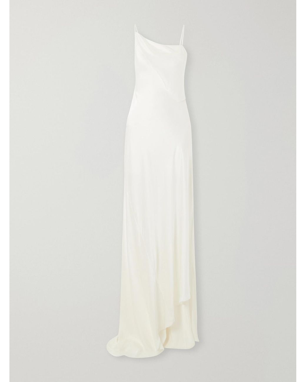 Ann Demeulemeester White Aaricia Asymmetric Silk-Satin Maxi Dress