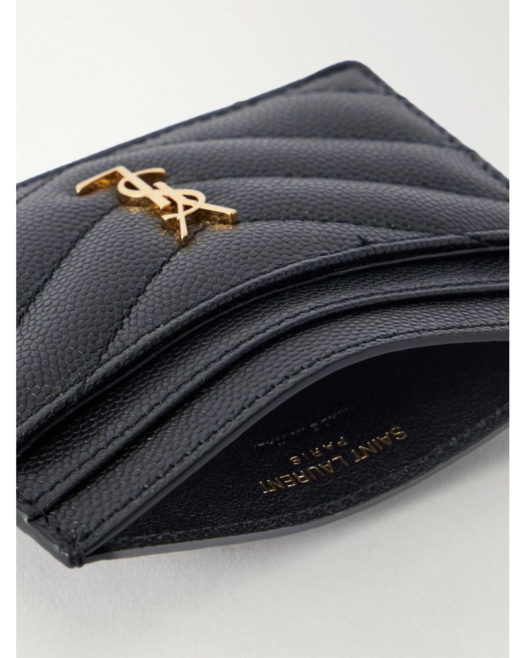 Saint Laurent Black Cassandre Matelassé Leather Card Holder