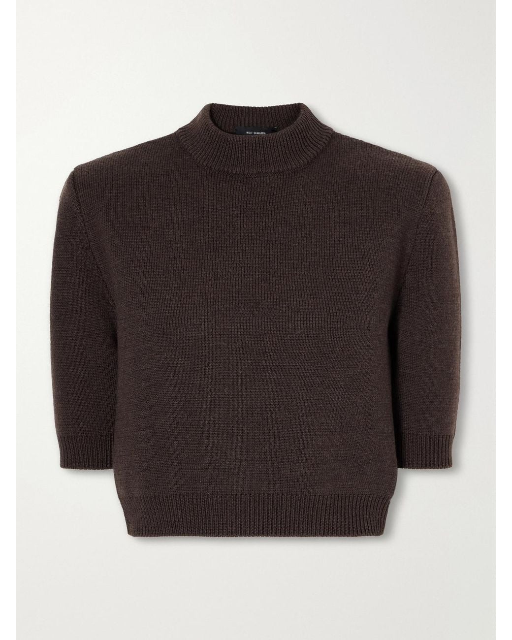 Willy Chavarria Gray Chavela Cropped Wool Sweater