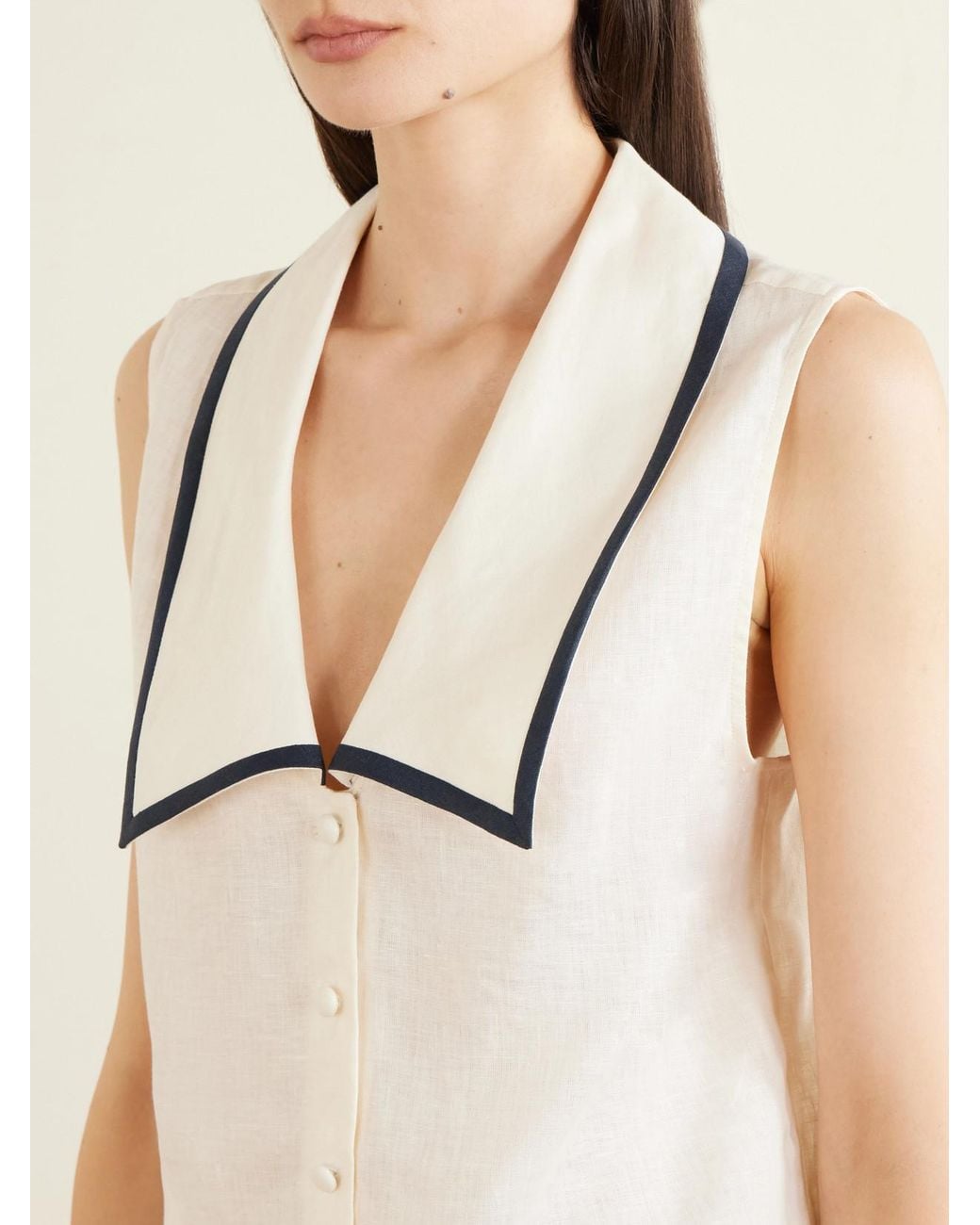 FRAME Natural Cabana Linen Top