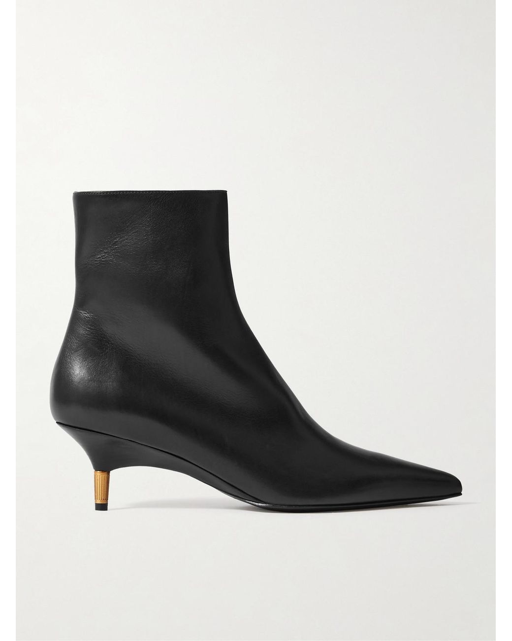 Khaite Black Bella Leather Ankle Boots