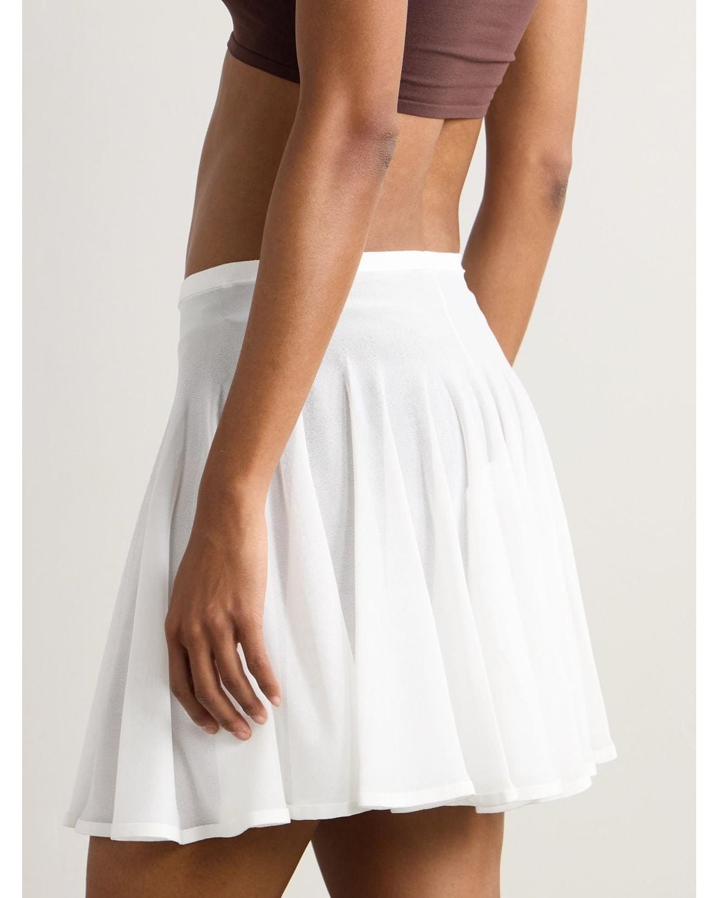 Alaïa White Pleated Jersey Mini Skirt