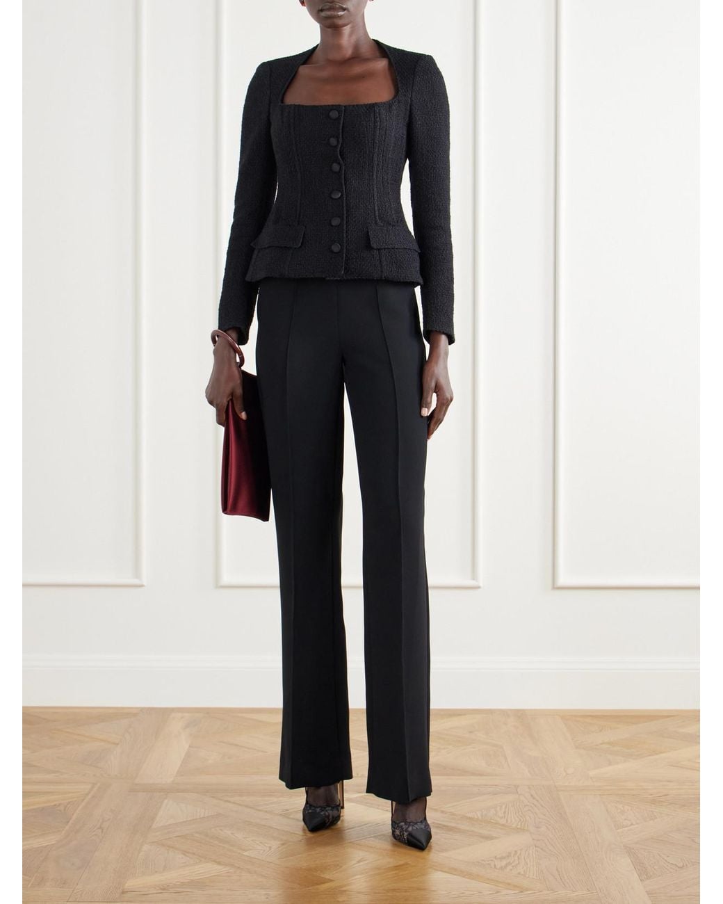 Dolce & Gabbana Black Bustier Tweed Jacket