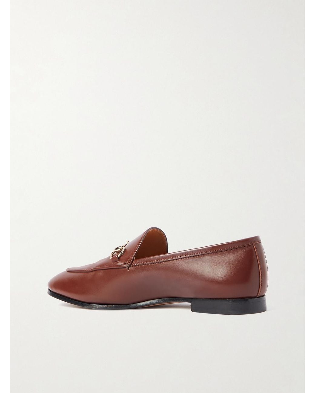 Gucci Brown Jordaan Horsebit-Detailed Leather Loafers