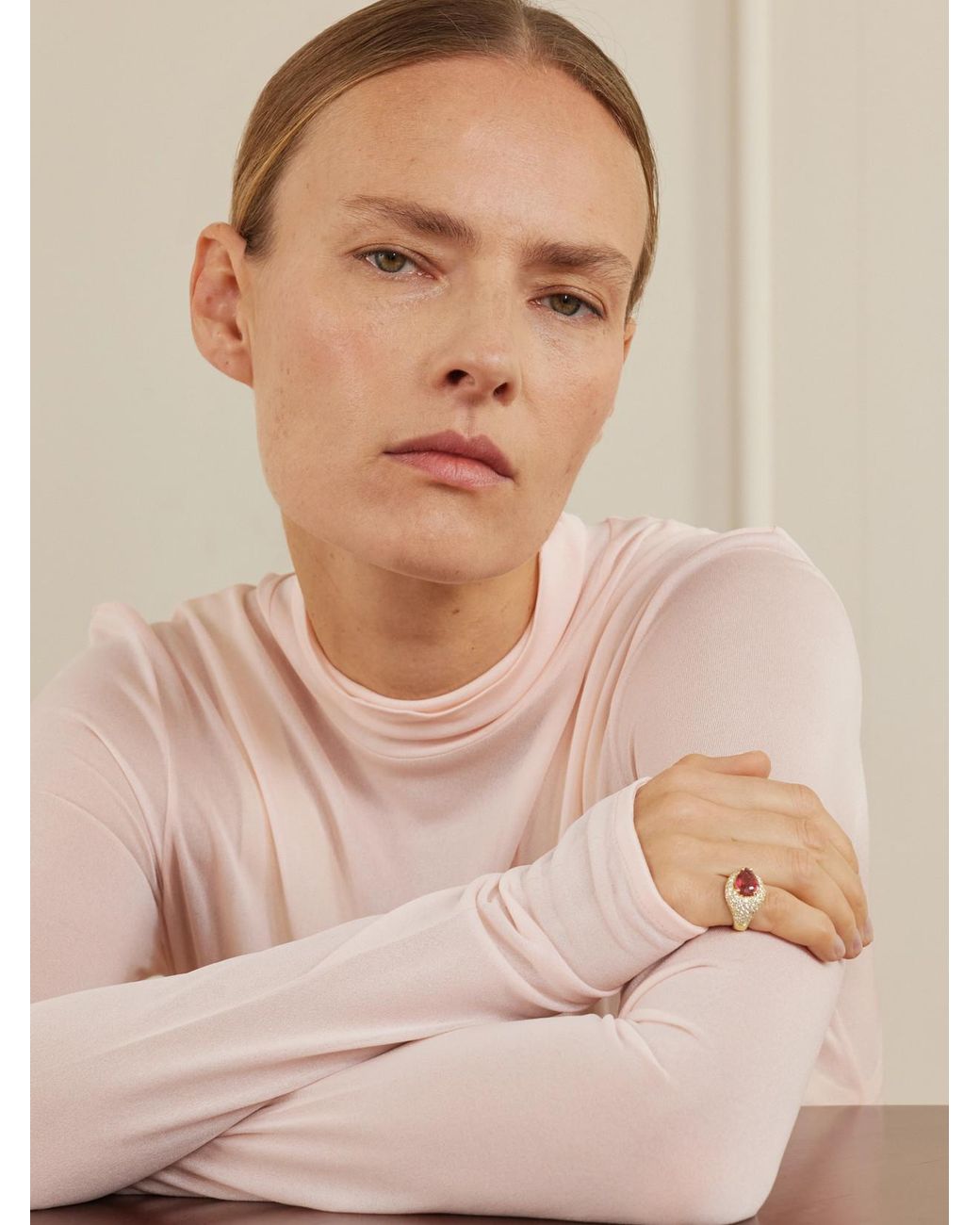 Jacquie Aiche Pink Ring Aus 14 Karat Mit Diamanten Und Turmalin