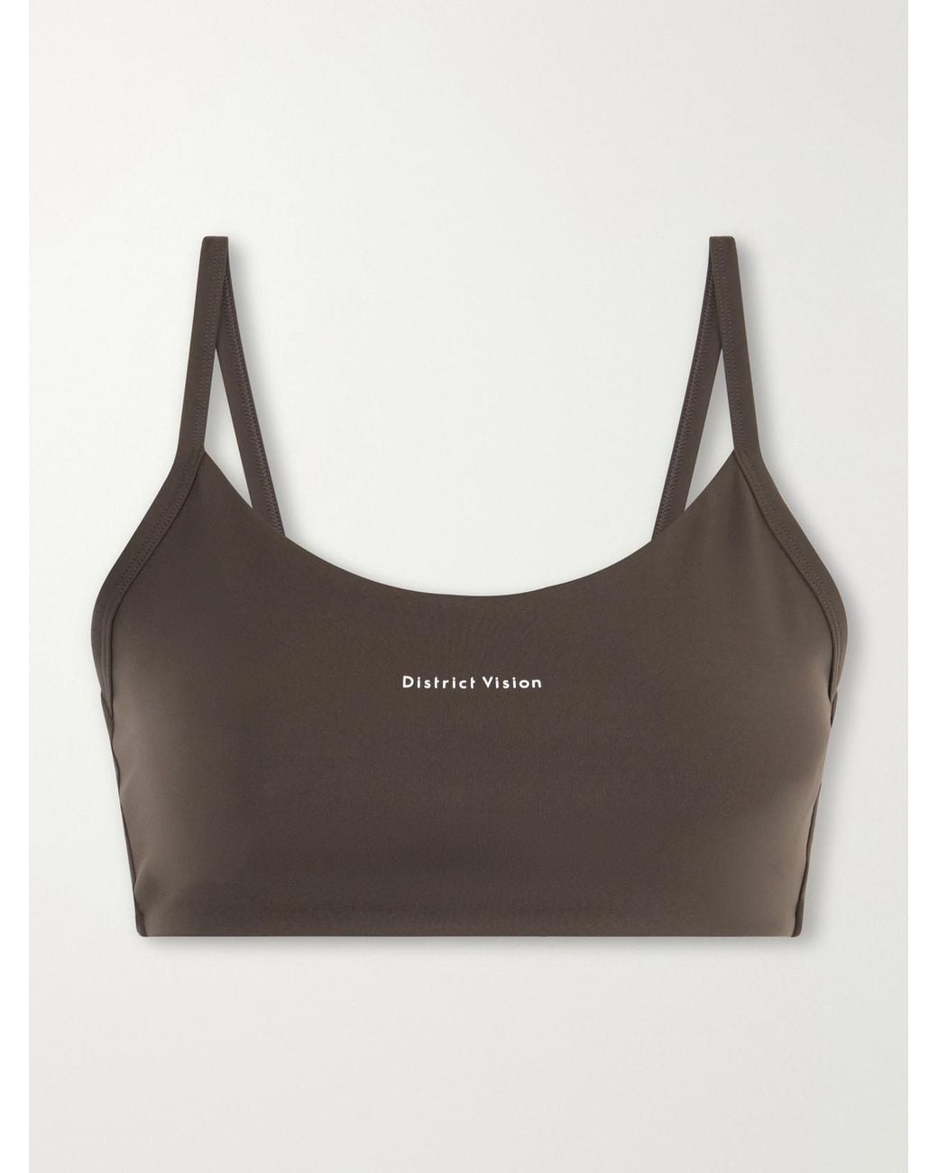 District Vision Gray Logo-Appliquéd Jersey Light-Support Sports Bra
