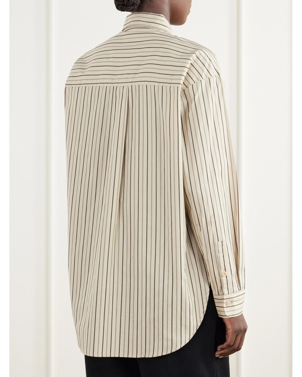 Jamie Haller Natural The Essential Drop-Tail Striped Cotton-Poplin Shirt
