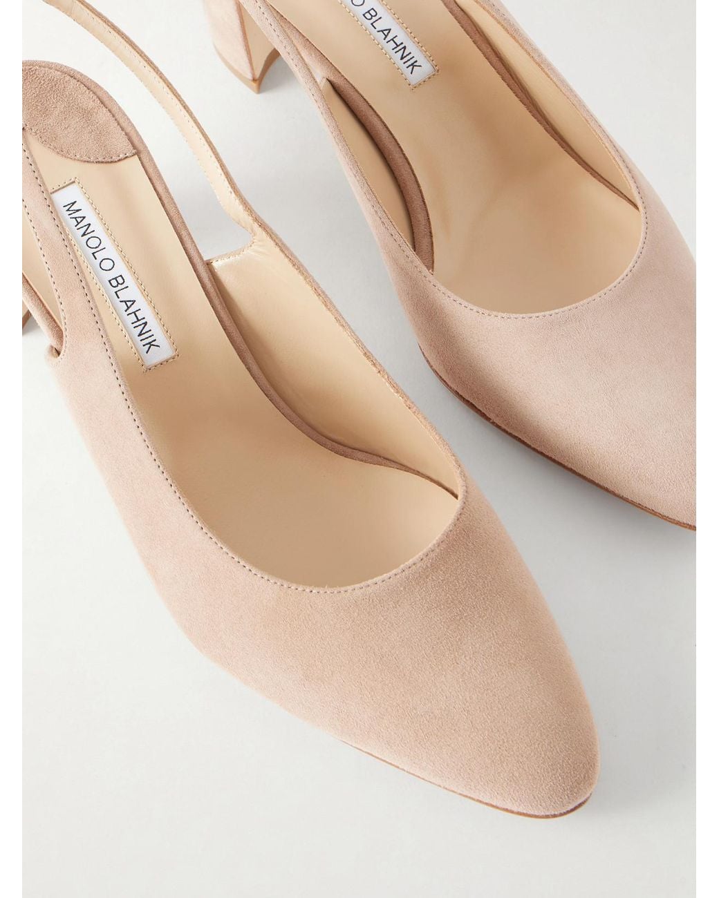 Manolo Blahnik Natural Allurasan 50 Suede Slingback Pumps