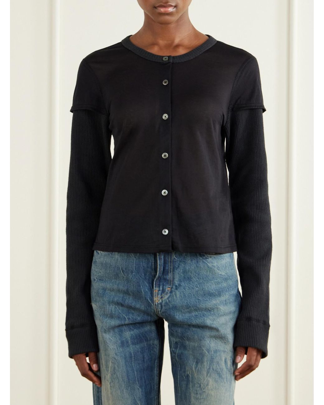 Our Legacy Black Layered Cotton-Blend Cardigan