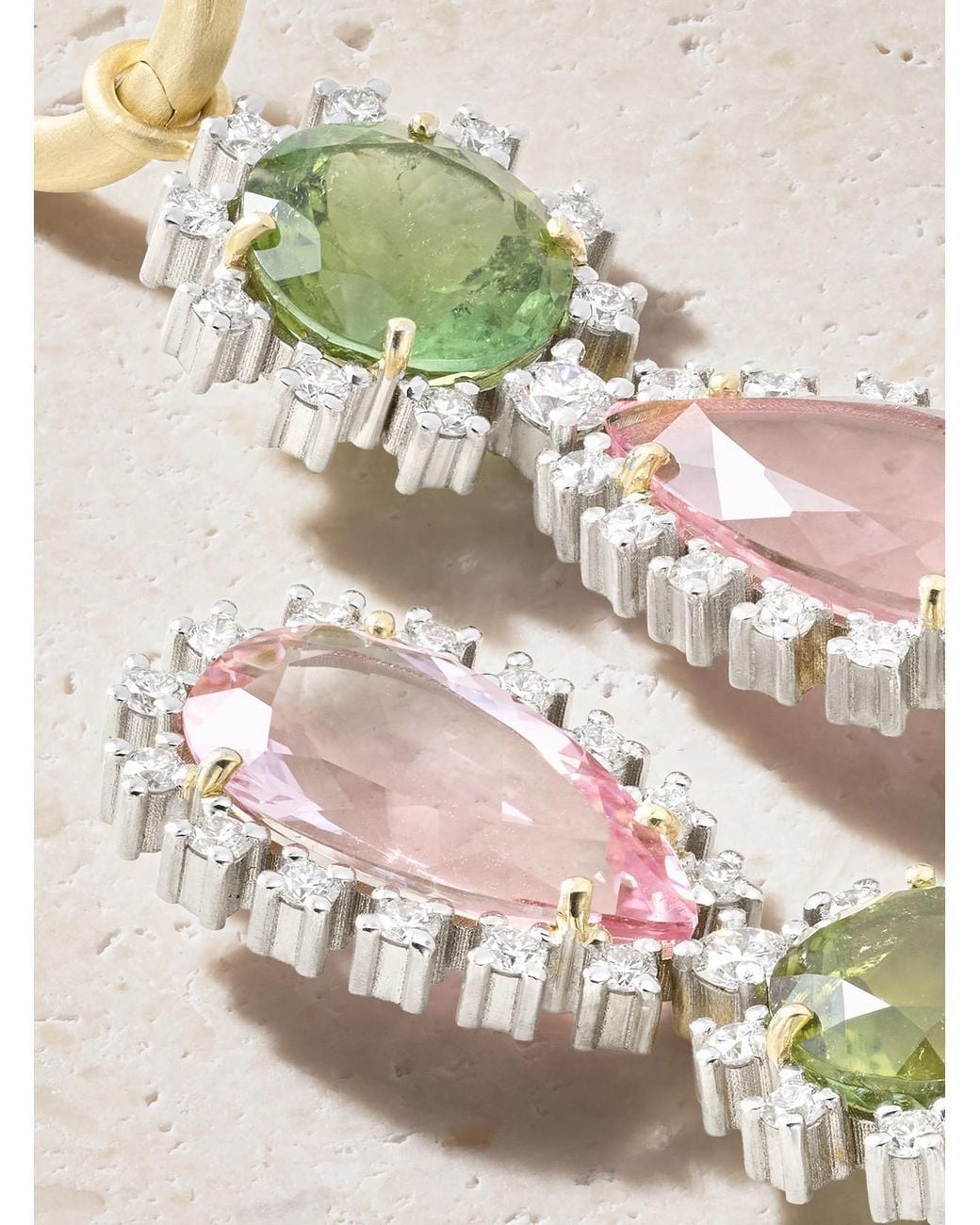 Irene Neuwirth Natural Gemmy Gem 18-Karat And Diamond, Tourmaline And Morganite Earrings