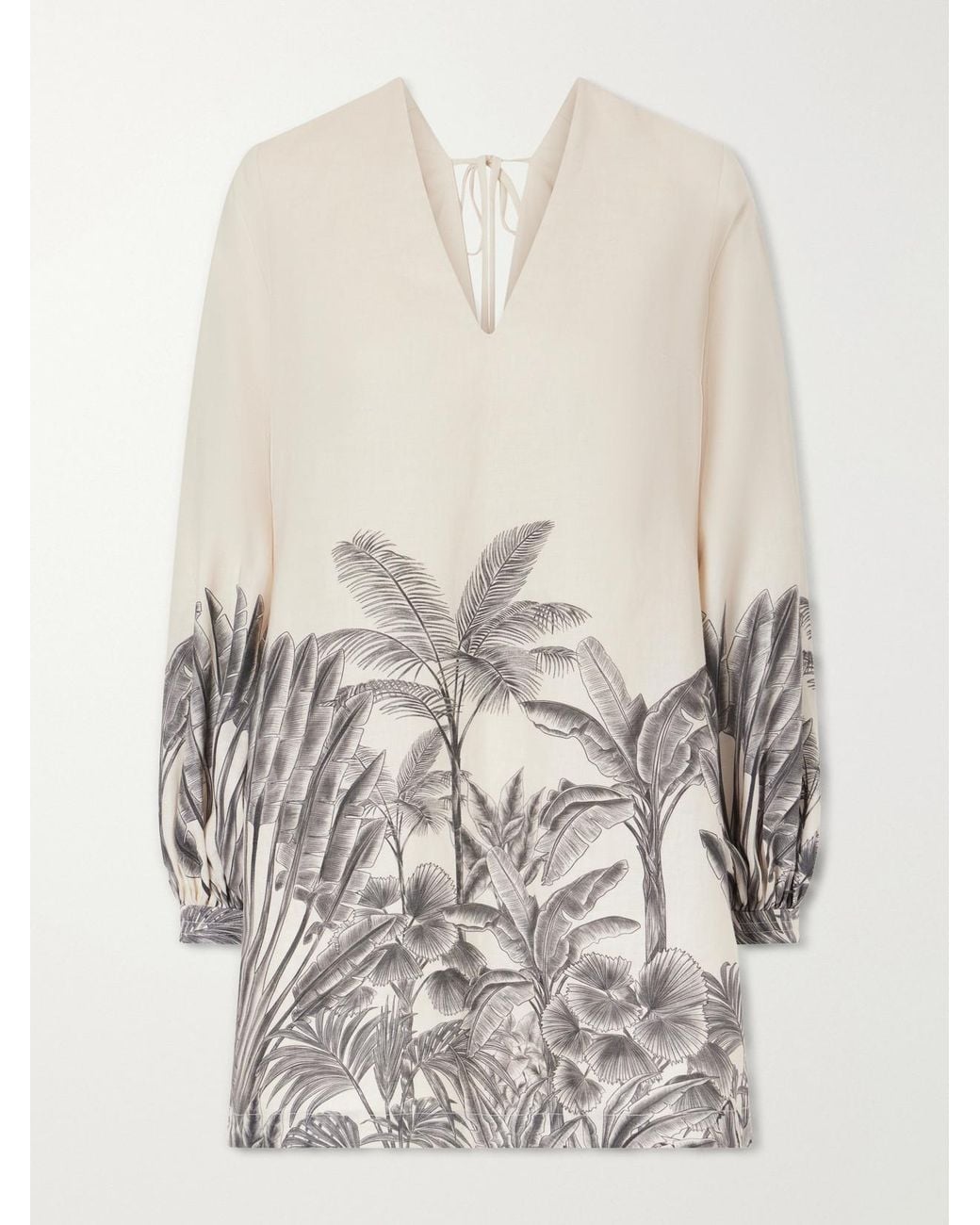 ANDRES OTALORA White Amarula Porfavor Printed Linen Mini Dress