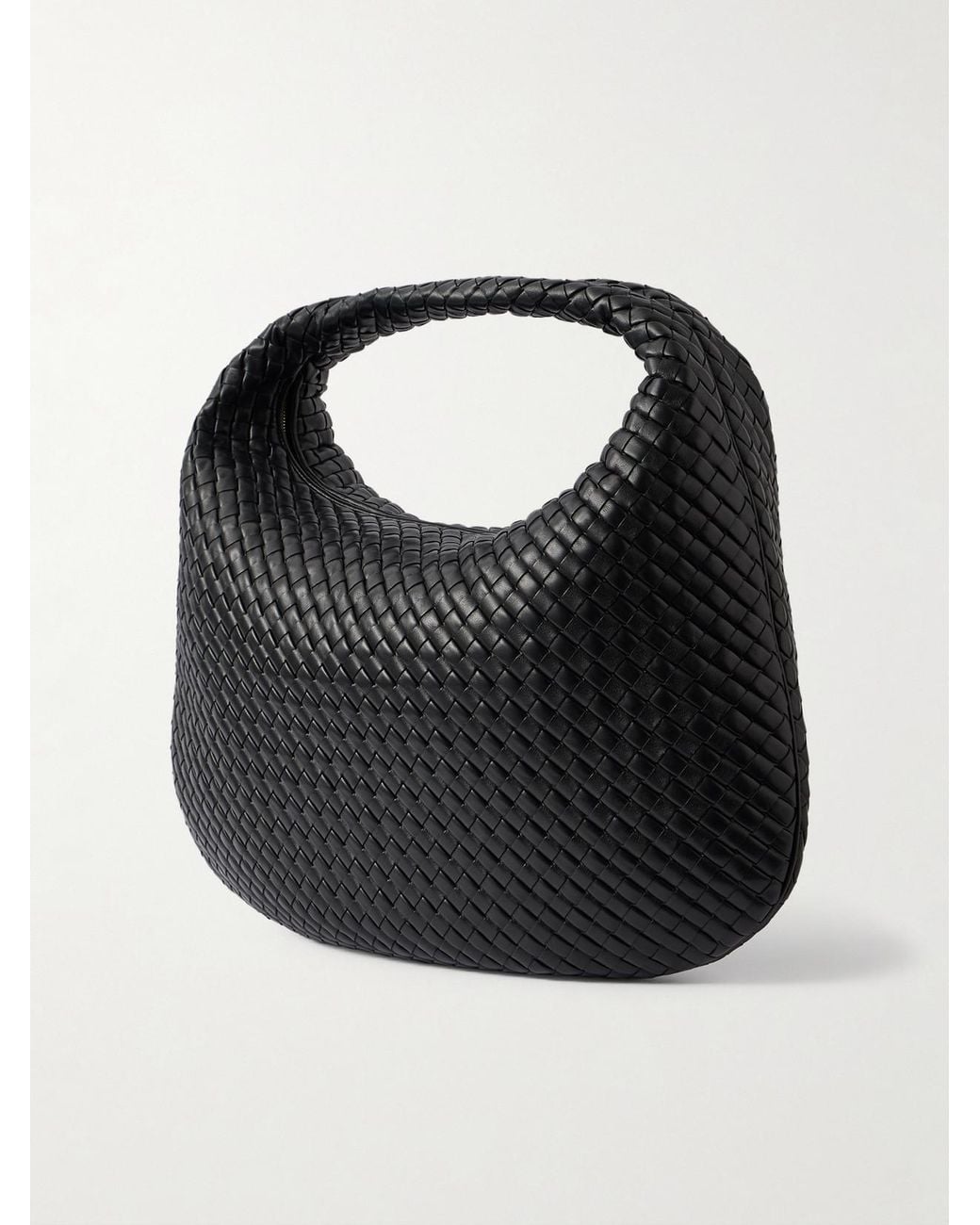 Bottega Veneta Black Venta Large Intrecciato Leather Shoulder Bag