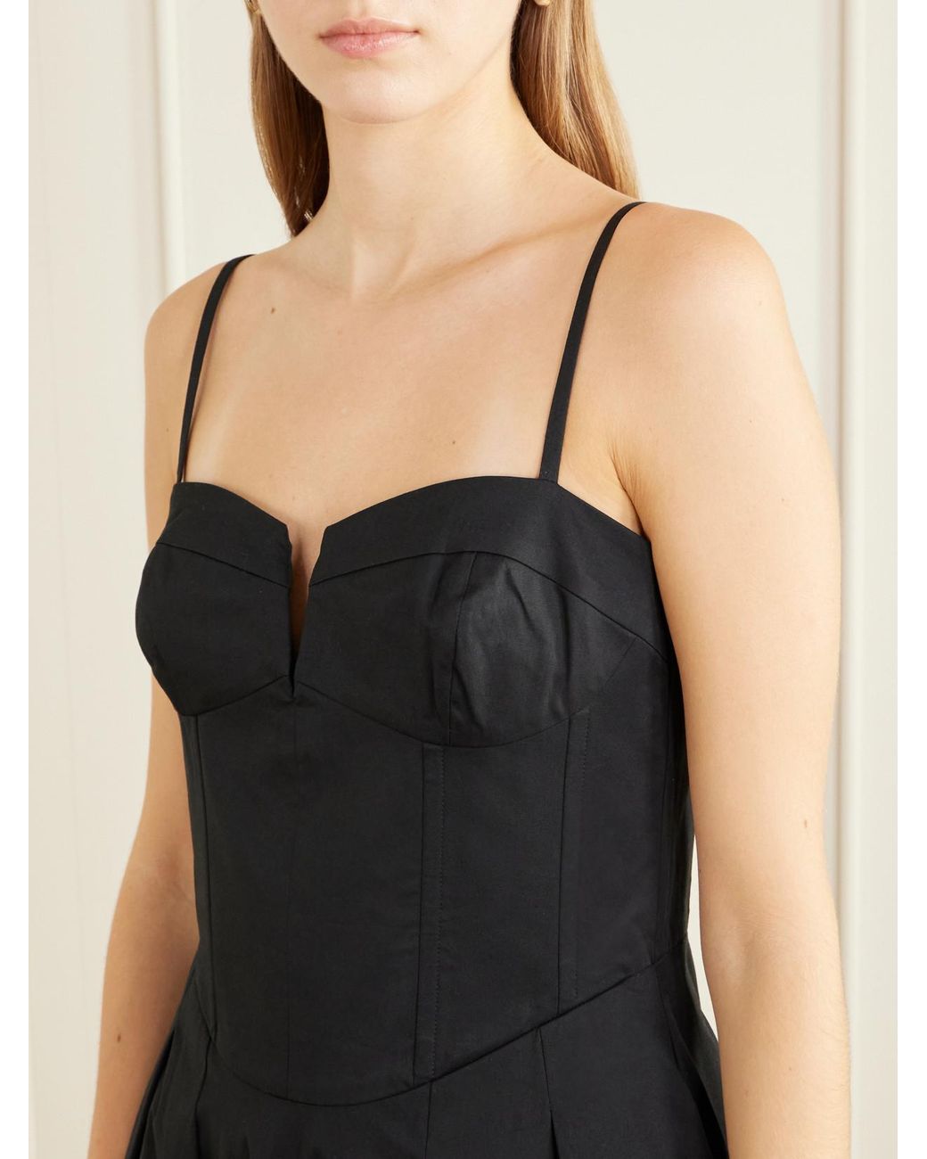 Rebecca Vallance Blue Claribelle Lace-Trimmed Cotton-Blend Poplin Gown