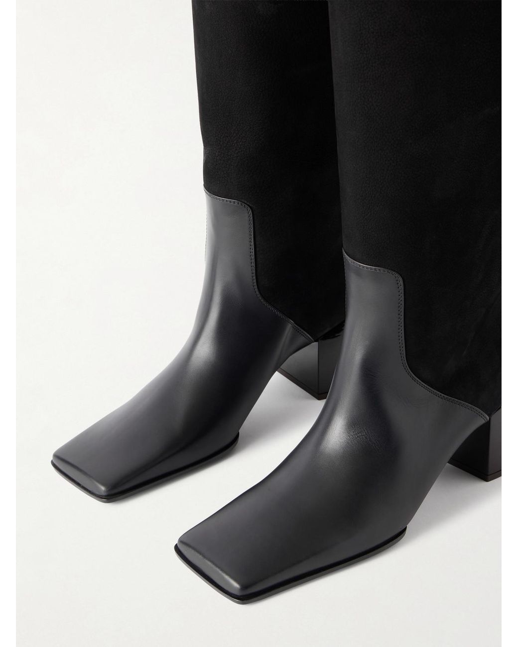 Alaïa Black Textured-Leather And Suede Knee Boots