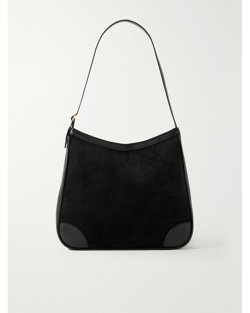 Nili Lotan Black Abbey Leather-Trimmed Suede Shoulder Bag