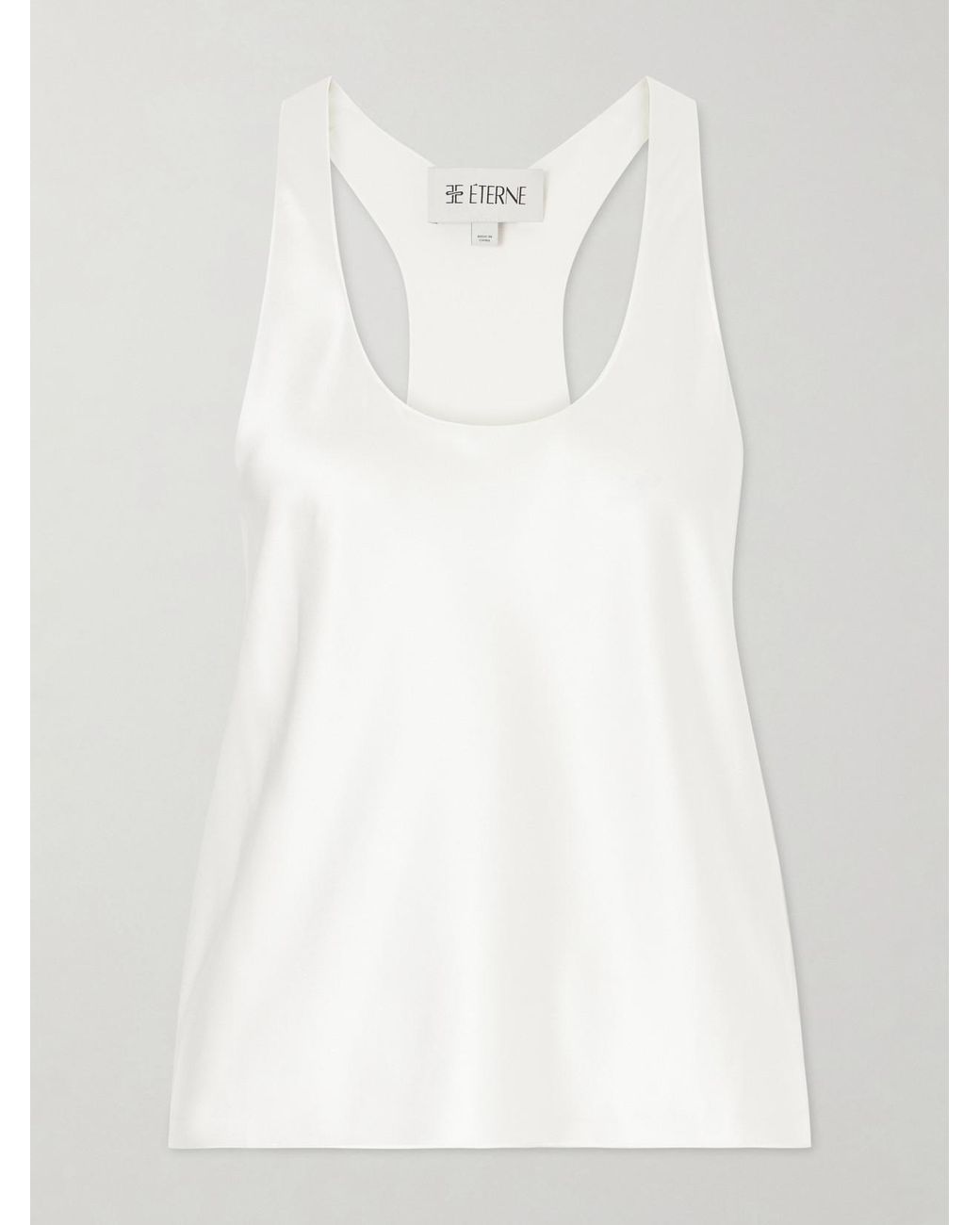 ÉTERNE White Hedi Silk-Blend Satin Tank